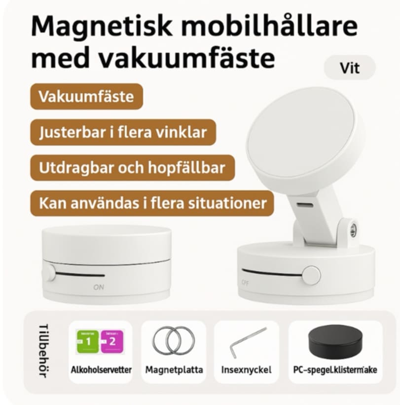 Hopfällbar magnetisk mobilhållare – Perfekt för bil och hem, enkel & stark fäste överallt!