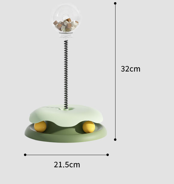 Rolig 2-i-1 kattleksak med matdispenser – Snurrande boll och fjäder för lek och träning