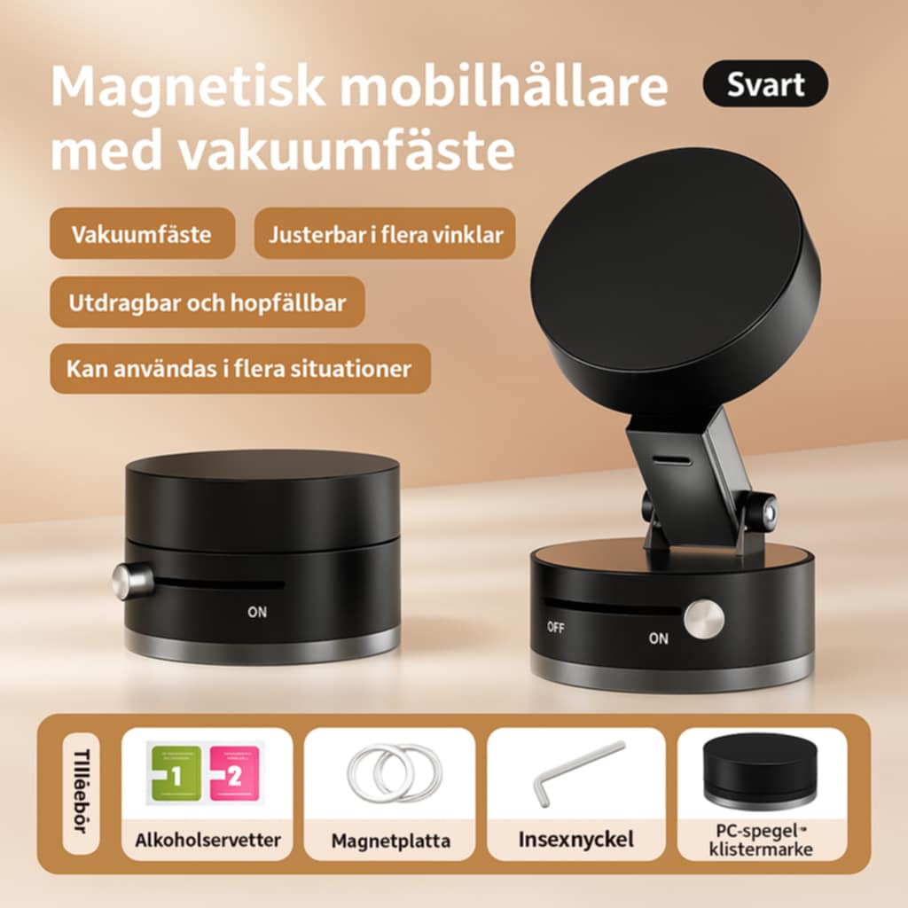 Hopfällbar magnetisk mobilhållare – Perfekt för bil och hem, enkel & stark fäste överallt!